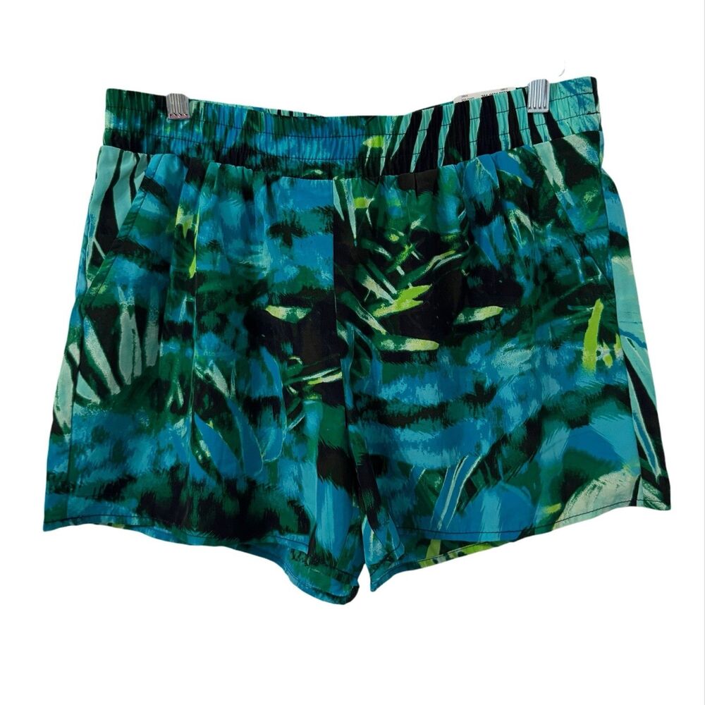 A.N.A Green Tropical Shorts Womens Petite Medium Tropical Vacation Resort Wear